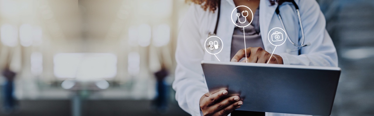 Physician using tablet